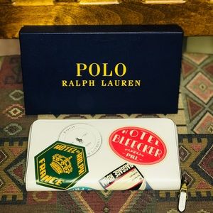 POLO RALPH LAUREN Traveler Patch Zip Continental Wallet!!